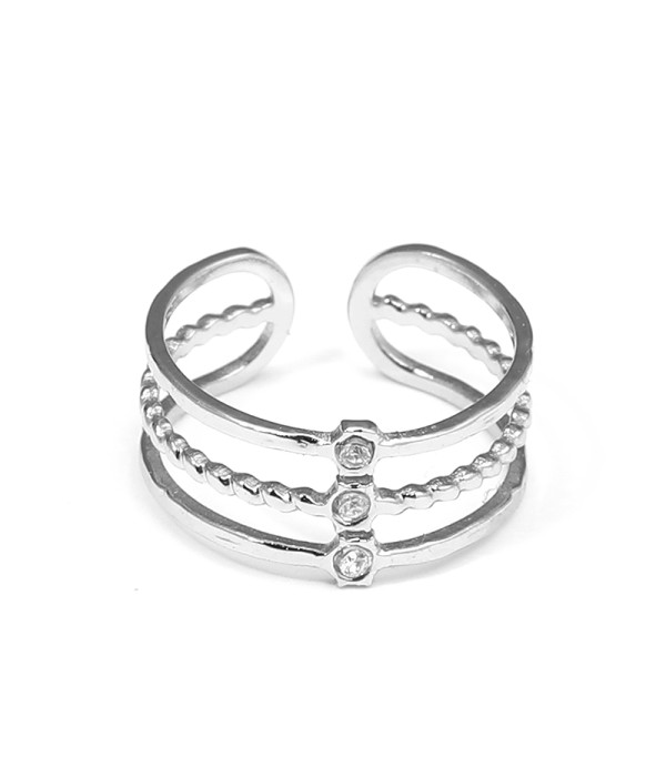 Anillo triple línea con circonitas