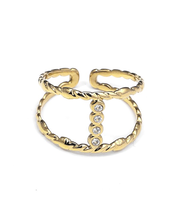 Anillo doble con circonitas verticales