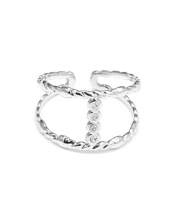 Anillo doble con circonitas verticales