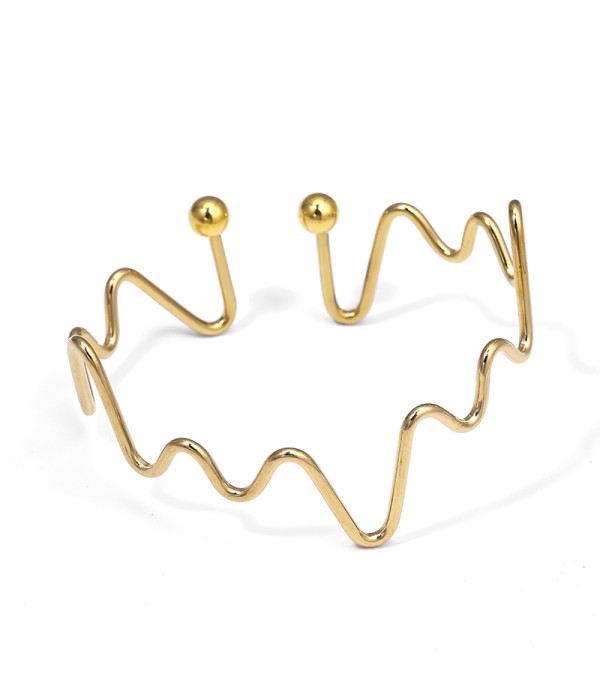 Pulsera rígida dorada con diseño ondulado