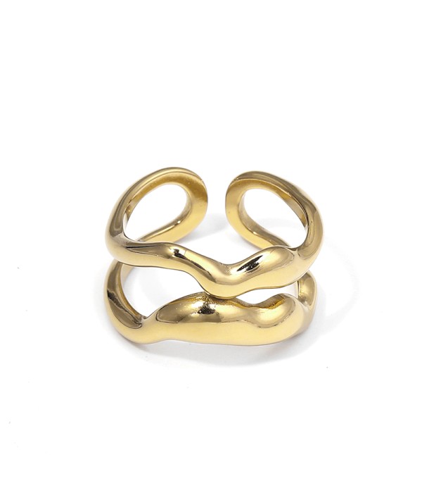 Anillo dorado de doble onda