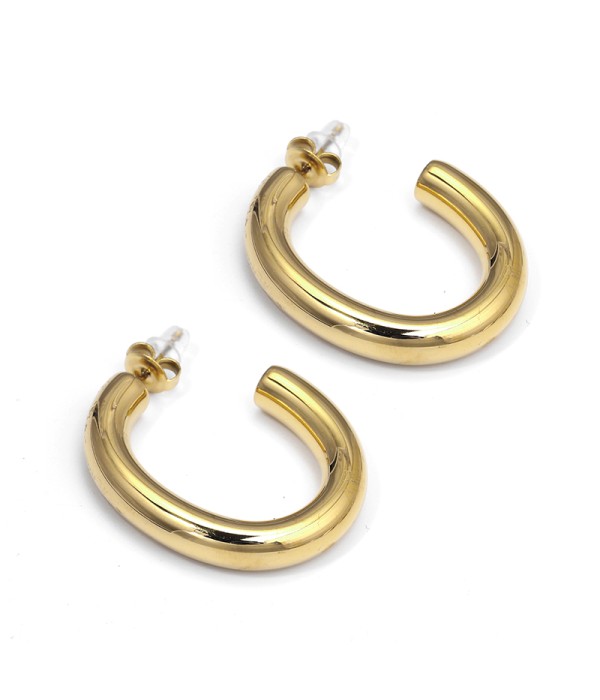Pendientes de aros dorados en forma de herradura