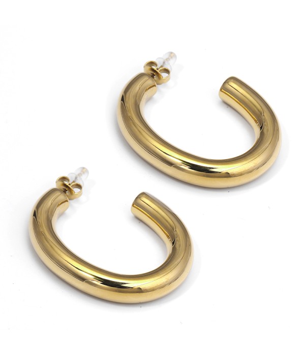 Pendientes de aros dorados en forma de herradura