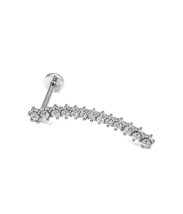 Piercing de oreja con curva de circonitas