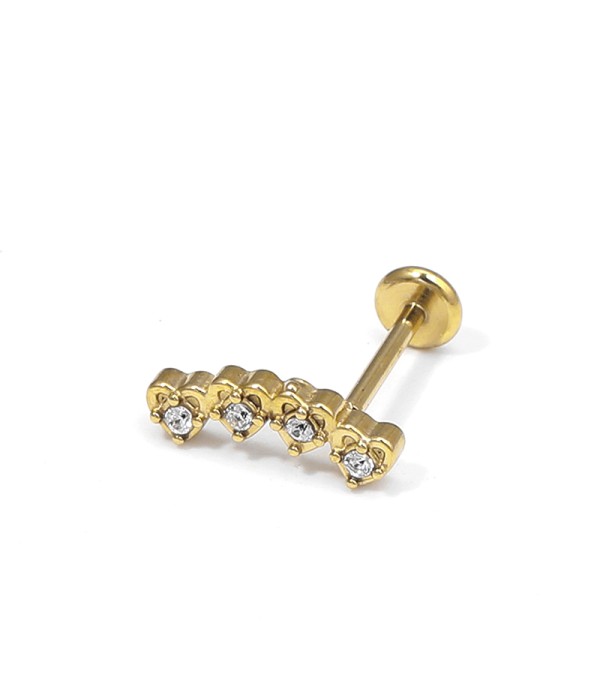 Piercing de oreja con circonitas en forma de coronas