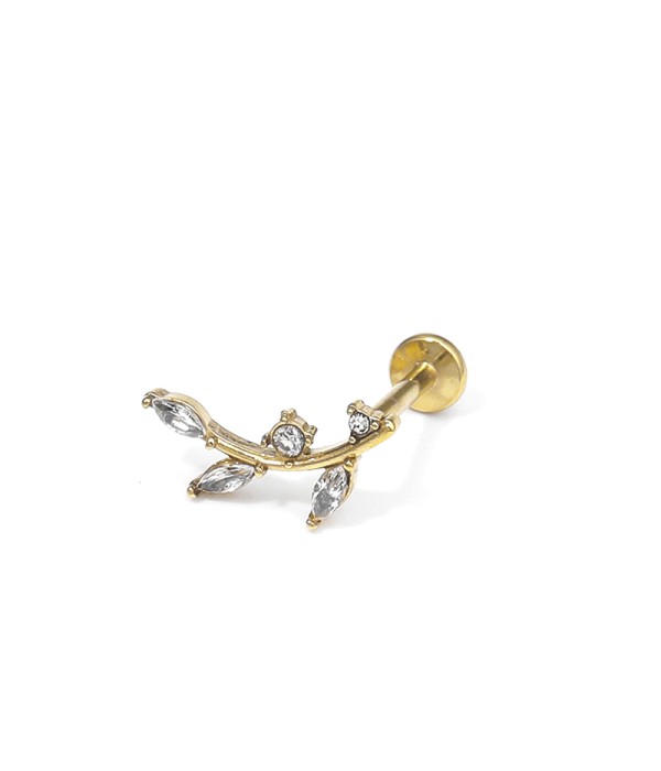 Piercing de oreja rama brillante con circonitas
