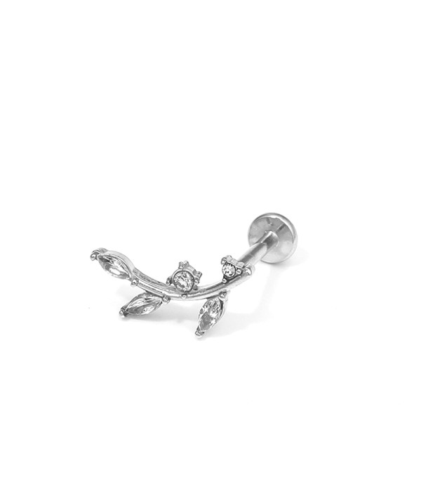 Piercing de oreja rama brillante con circonitas