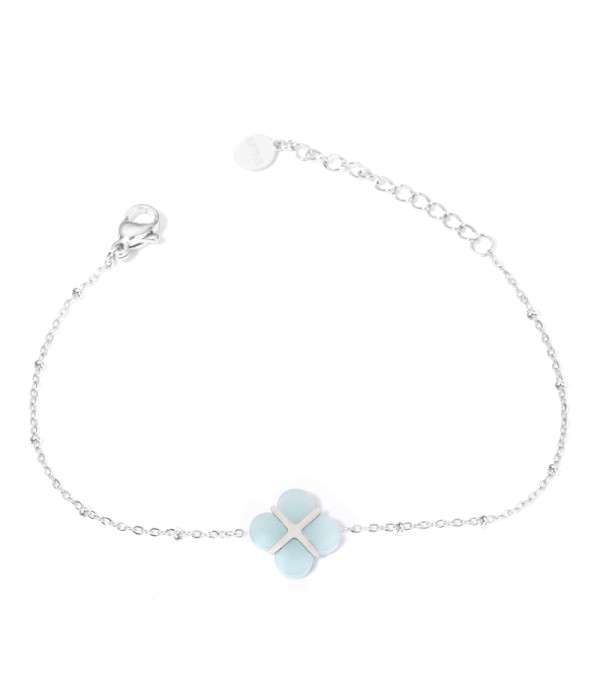 Pulseras plateadas con trébolde cuatro hojas multicolores