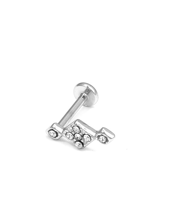 Piercing de oreja en forma de rayo con circonitas