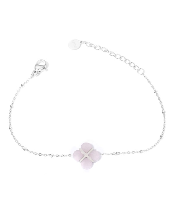 Pulseras plateadas con trébolde cuatro hojas multicolores