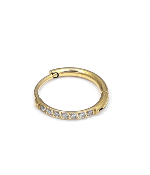 Piercing de oreja mediano con circonitas 8mm