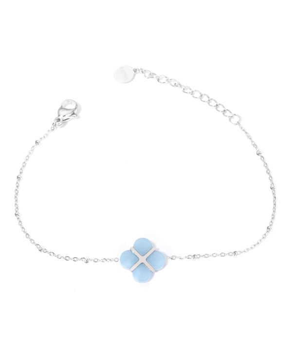 Pulseras plateadas con trébolde cuatro hojas multicolores