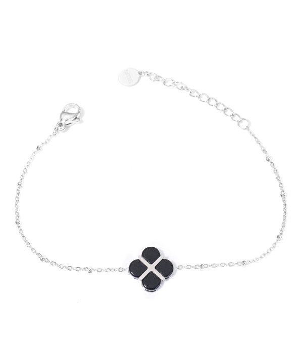 Pulseras plateadas con trébolde cuatro hojas multicolores