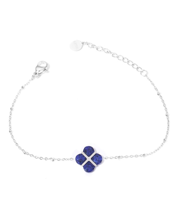 Pulseras plateadas con trébolde cuatro hojas multicolores