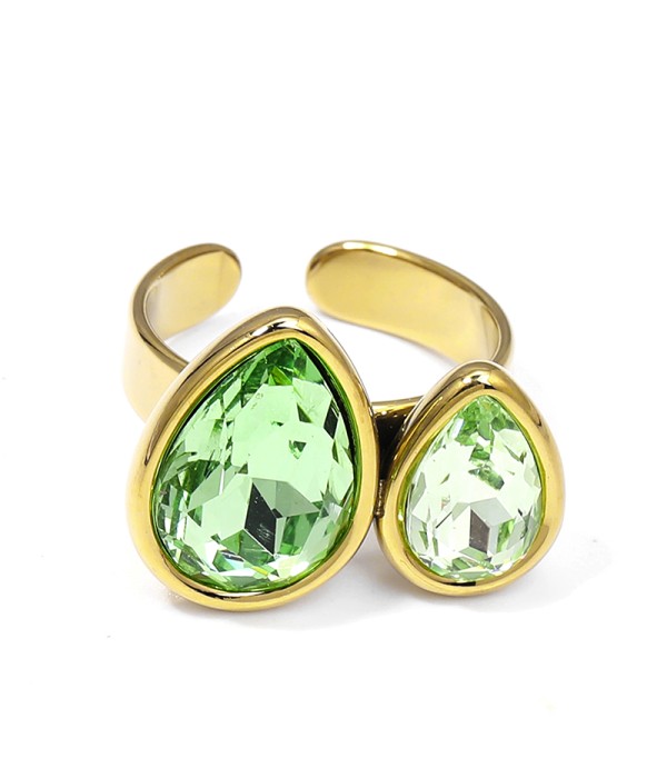 Anillo ajustable con doble gotas de cristal facetado