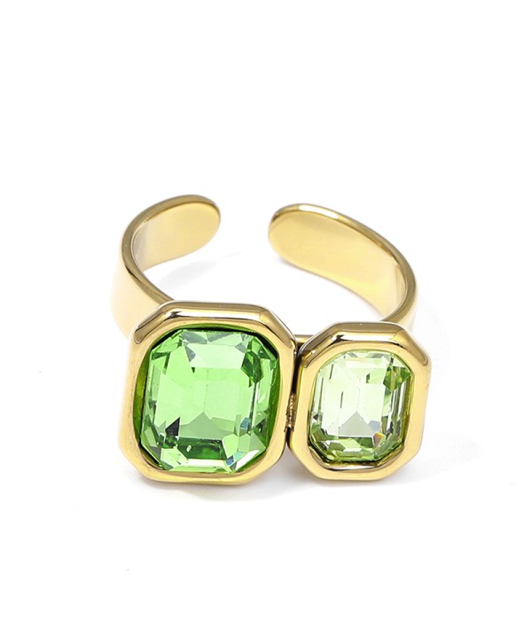 Anillo ajustable con doble cuadrados de cristal facetado