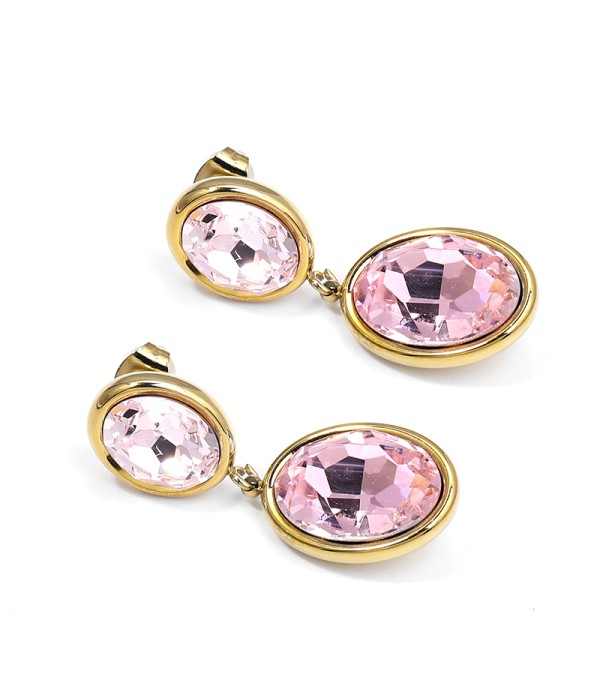 Pendientes colgantes de óvalo con cristal facetado 2
