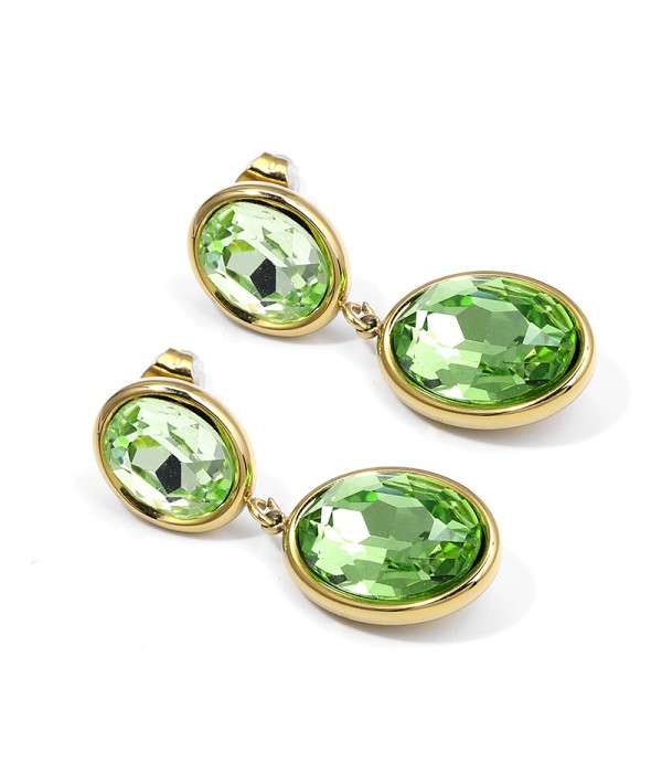 Pendientes colgantes de óvalo con cristal facetado