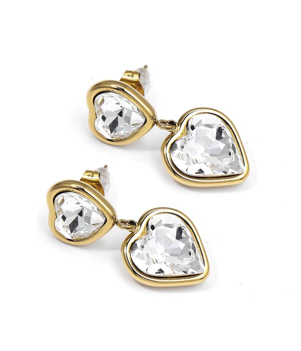 Pendientes colgantes de corazones con cristal facetado