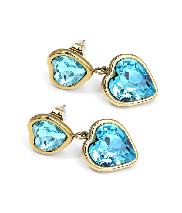Pendientes colgantes de corazones con cristal facetado