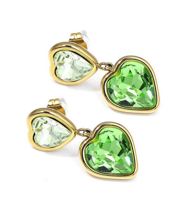 Pendientes colgantes de corazones con cristal facetado
