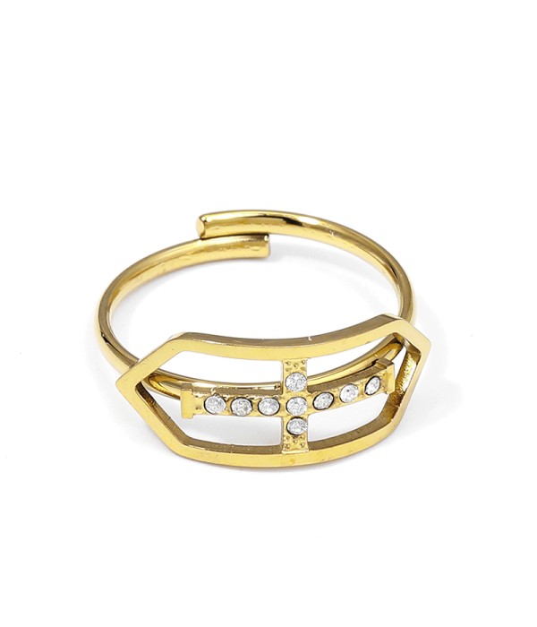 Anillo cruz con circonitas