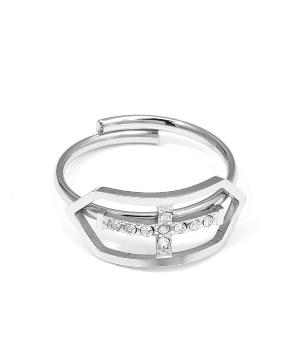 Anillo cruz con circonitas