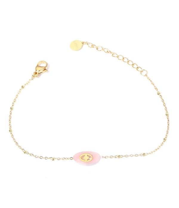 Pulseras doradas con óvalo multicolores