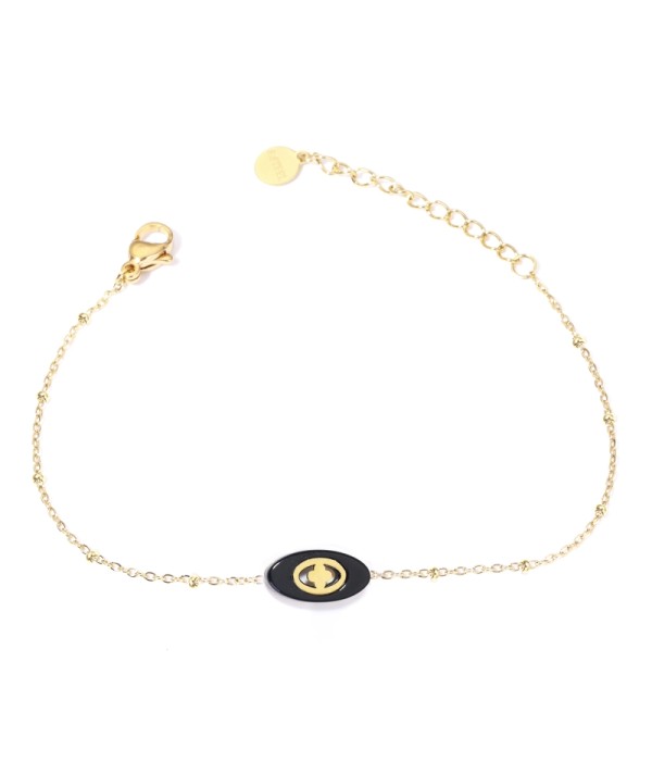 Pulseras doradas con óvalo multicolores