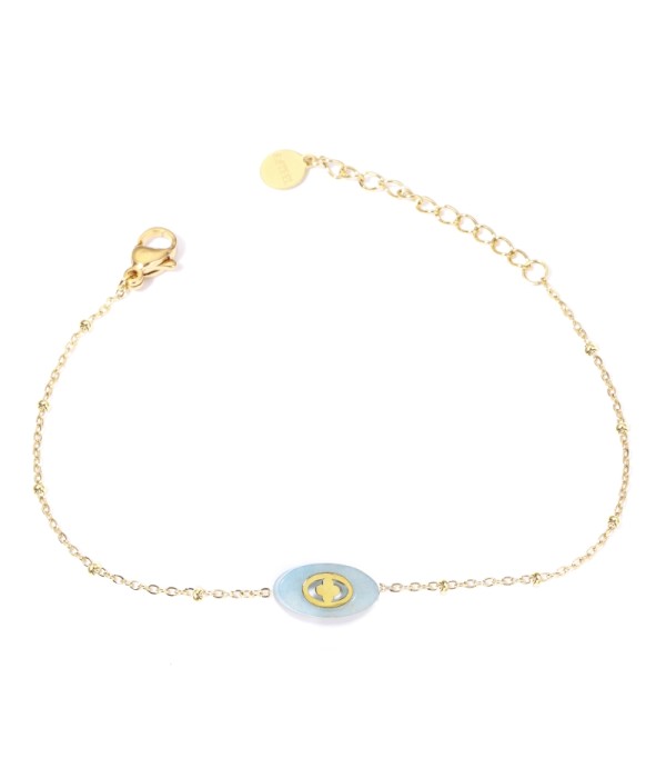 Pulseras doradas con óvalo multicolores