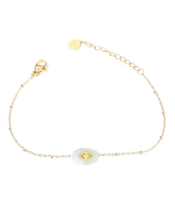 Pulseras doradas con óvalo multicolores