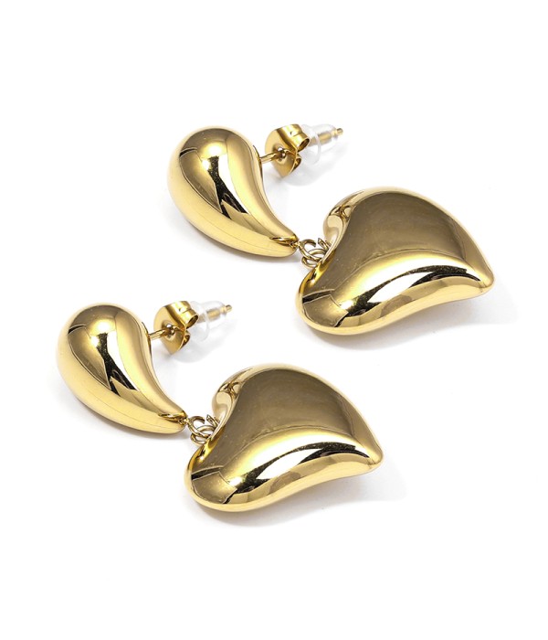 Pendientes colgantes dorados con diseño de corazón irregular