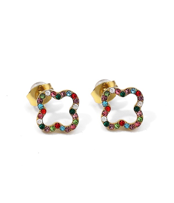 Pendientes de flor con circonitas multicolores