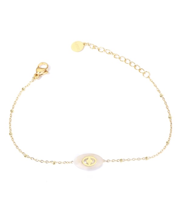 Pulseras doradas con óvalo multicolores