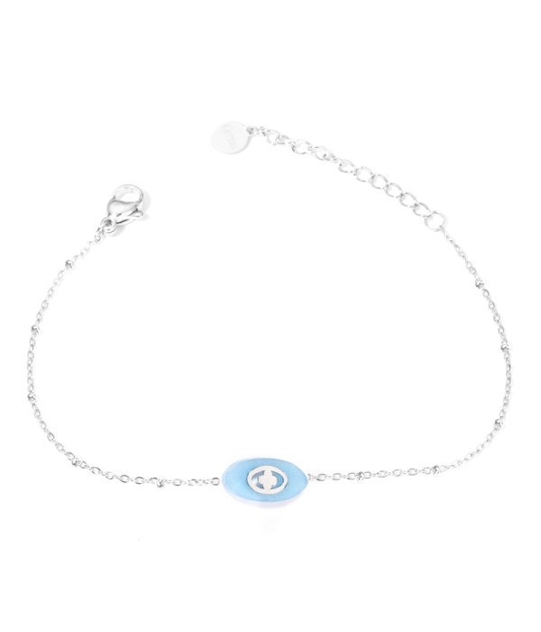 Pulseras plateadas con óvalo multicolores