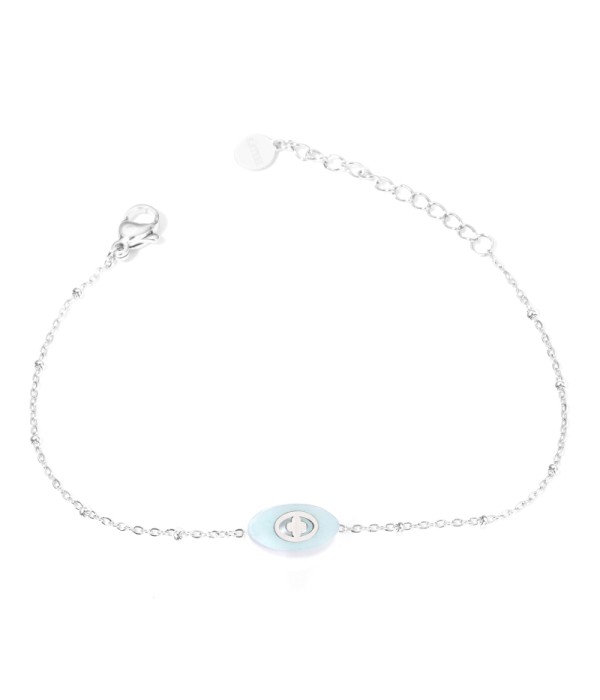 Pulseras plateadas con óvalo multicolores