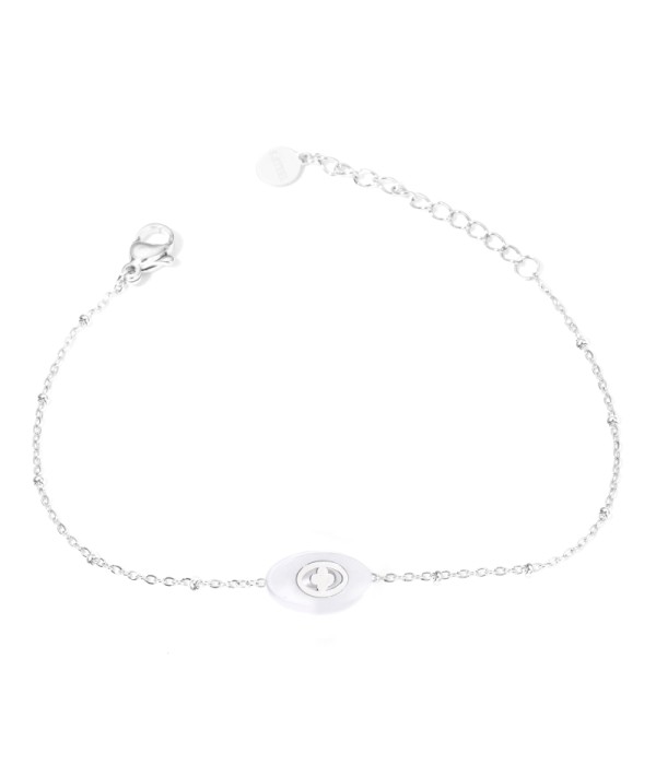 Pulseras plateadas con óvalo multicolores