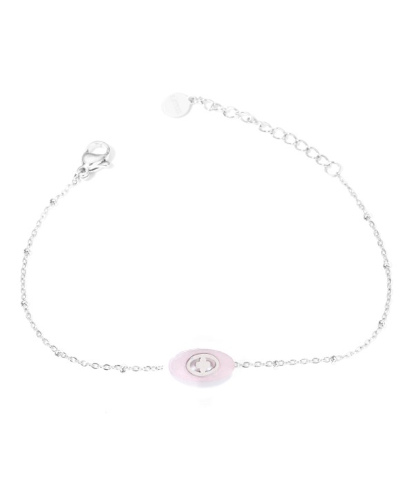 Pulseras plateadas con óvalo multicolores